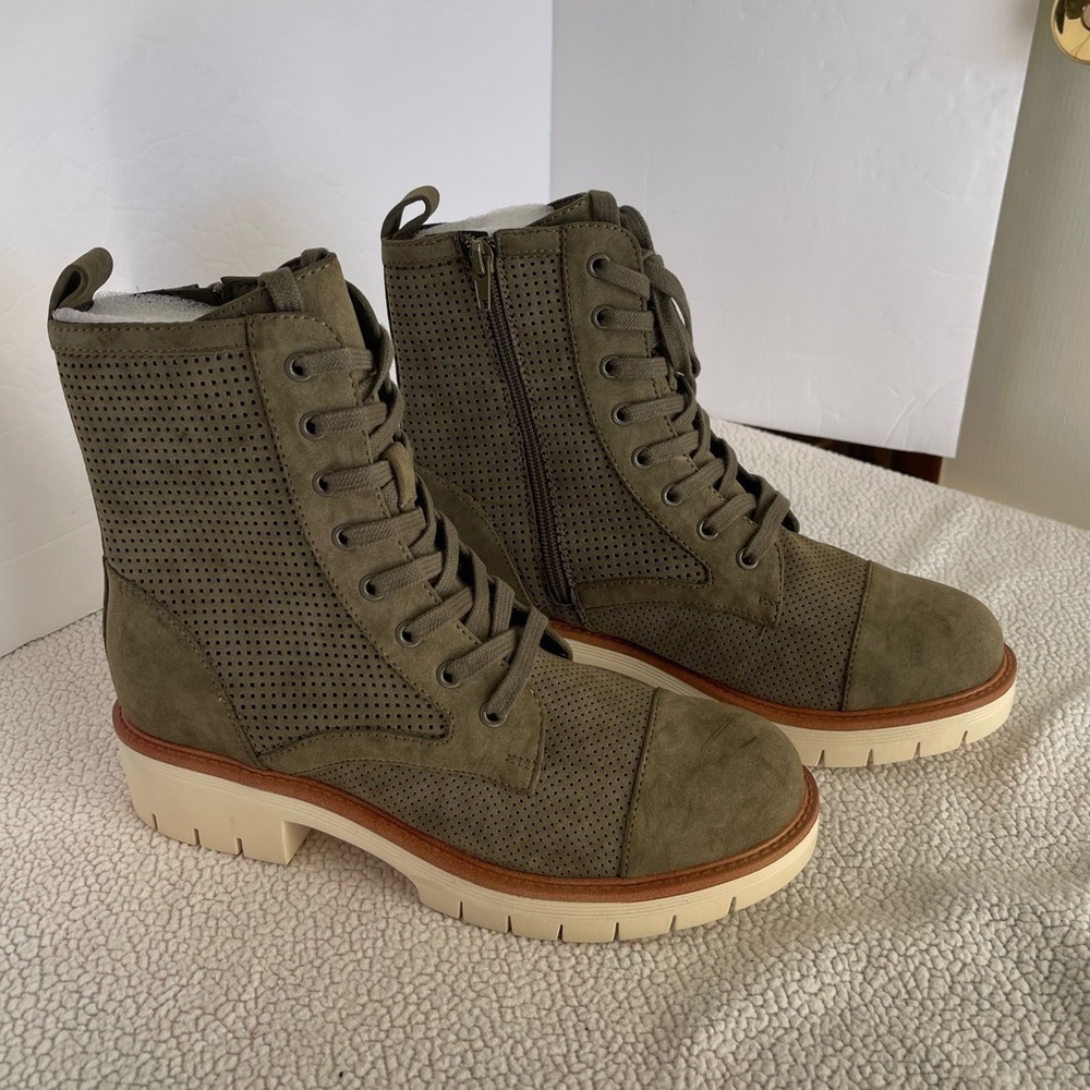 Mia nwob Havenn vegan leather lace up olive green combat boots